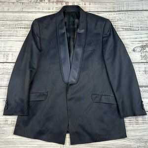 VERSACE Collection Blue Dinner Jacket Smoking Jacquard Blazer US 46 EU56 Diamond